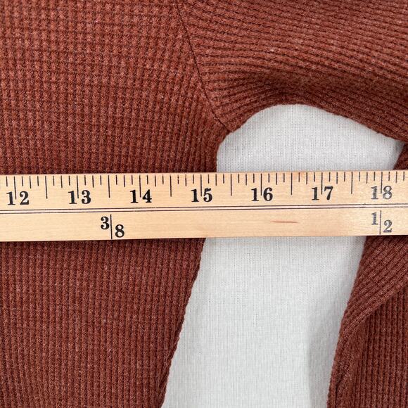 ARITZIA TNA Thermal Mockneck Womens Medium Brown Long Sleeve Cropped Pullover - Picture 10 of 12